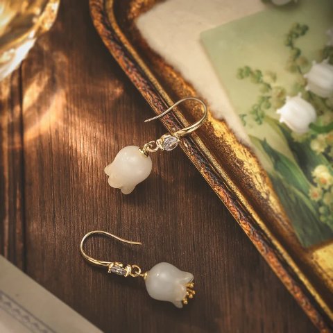 Selenichast White Jade Drop Earrings