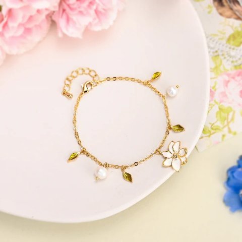 Selenichast Gold Flower Enamel Bracelet