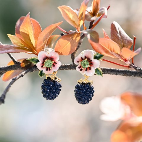Selenichast Enamel Blackberry Flower Earrings