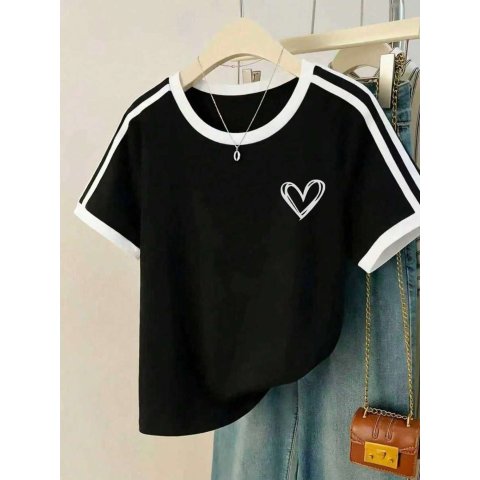 Printed Short Sleeve T-Shirt Black