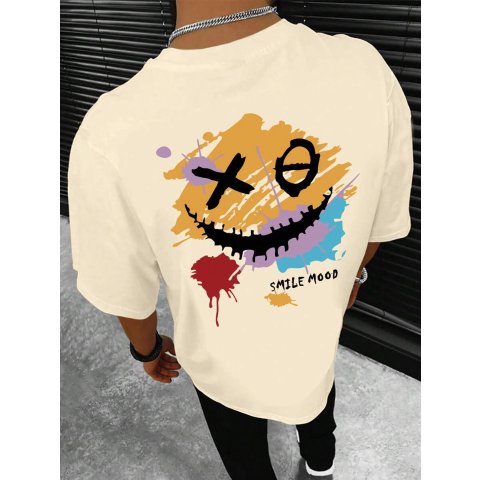 Manfinity EMRG Men's Round Neck Short Sleeve T-Shirt Smile Print