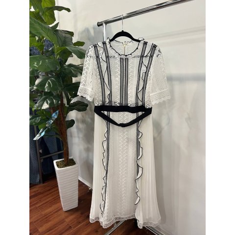 Self-Portrait Lace Maxi Dress White