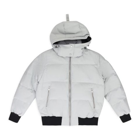 Moose Knuckles Grey Cloud Bomber Shearling Puffer Jacket