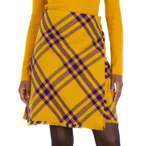 Burberry Check Pattern Frayed Skirt