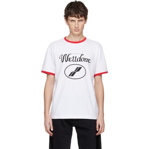 We11done White Cursive Logo Fitted T-shirt