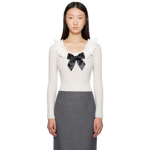 SHUSHU/TONG White Knit Bodysuit