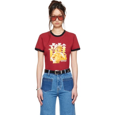 LU'U DAN Bruce Lee Red Ringer T-shirt