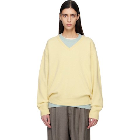 ssstein Yellow Pure Cashmere V-Neck Sweater