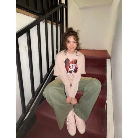 Acne Studios Pink Layered Print T-shirt
