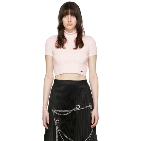 We11done Pink Rayon Short Sleeve Turtleneck