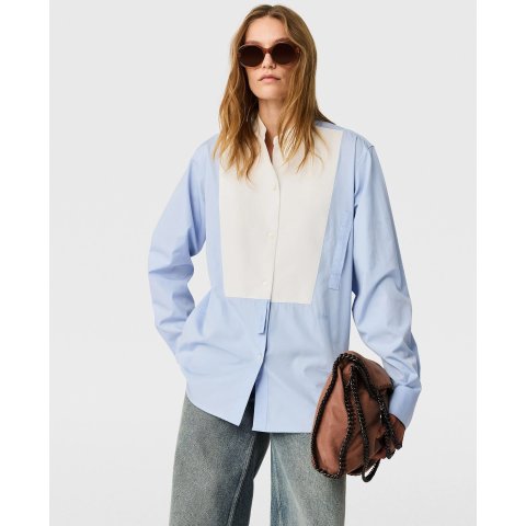 Stella McCartney Sky Blue Tuxedo Bib Poplin Shirt