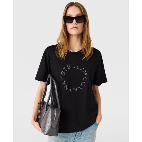 Stella McCartney Women's Black Logo-Embroidered T-Shirt