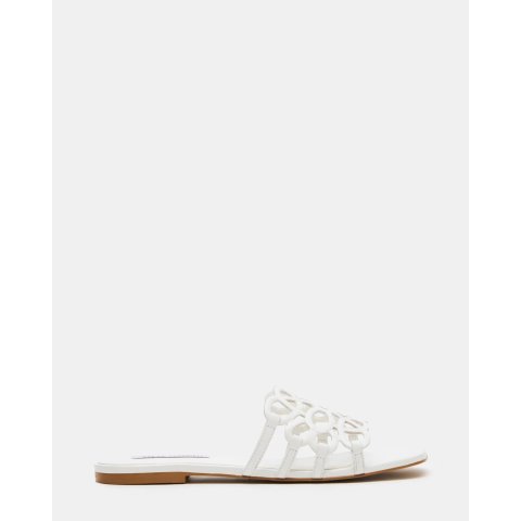 Steve Madden LOTUS White Leather Square-Toe Women's Sandal