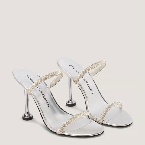 Stuart Weitzman Nudistini Shine Slide Sandal Size 100