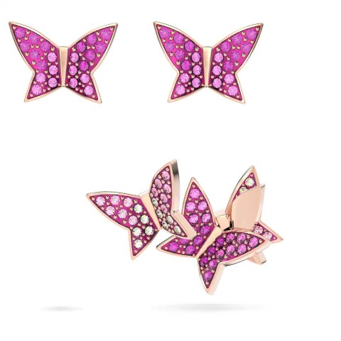 Swarovski Idyllia Lilia Butterfly Stud Earrings Rose Gold Set