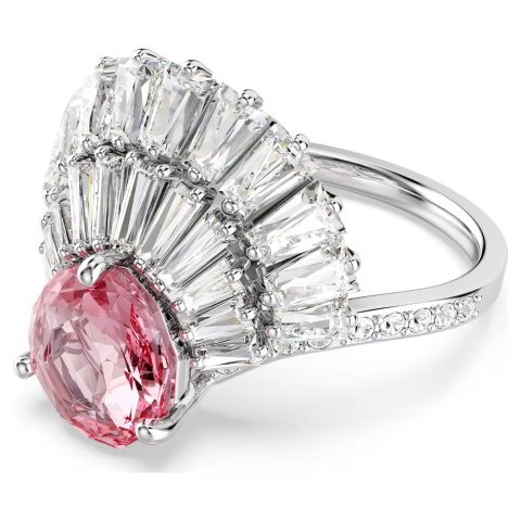 Swarovski Idyllia cocktail ring Mixed cuts, Shell, Pink, Rhodium plated