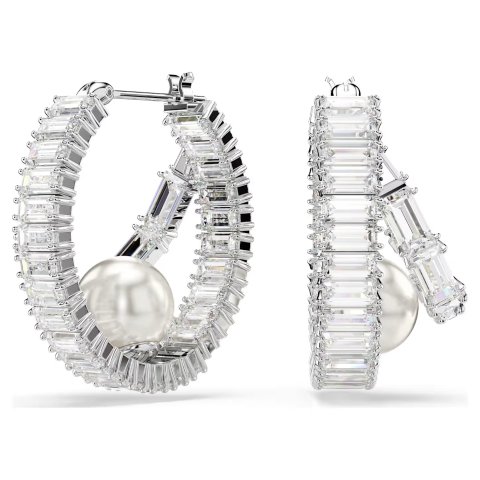 Swarovski Hoop Earrings Crystal Pearl White