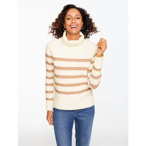 Turtleneck Sweater Sequin Stripe