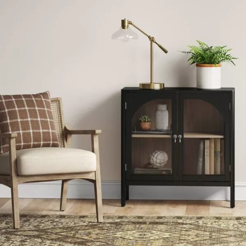 Threshold New Bedford 2 Door Accent Cabinet Black Wood Veneer