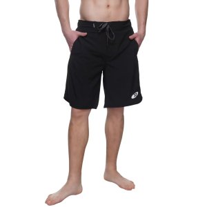 Rokka&Rolla Men's 9" Stretch Board Swim Trunks-Black, size Small