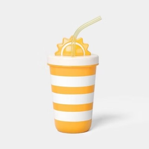 Sun Squad Orange Striped Sun Straw Tumbler 16oz