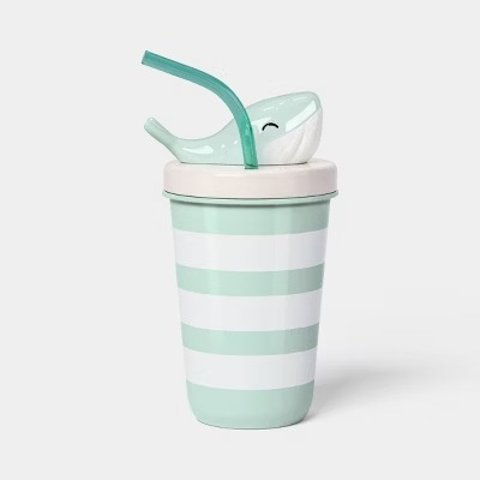 Sun Squad Striped Whale Straw Tumbler Blue 16oz