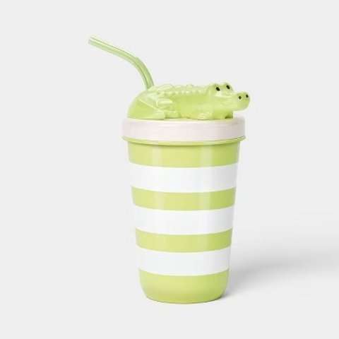 Sun Squad Striped Croc Straw Tumbler 16 fl oz Green
