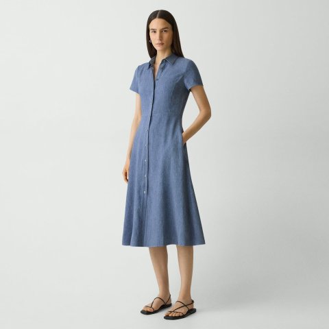 Theory Linen Midi Shirt Dress
