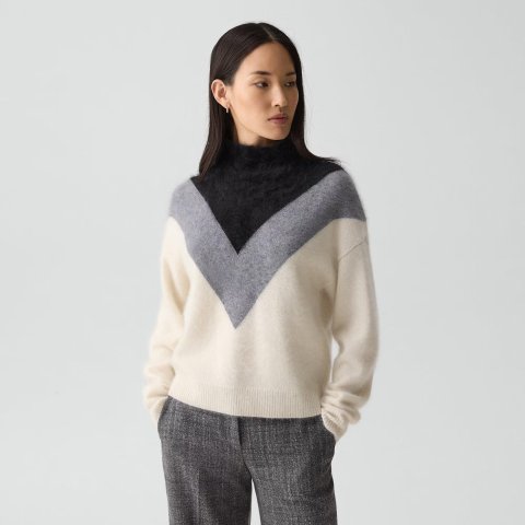 Theory Airy Cashmere Turtleneck Sweatshirt