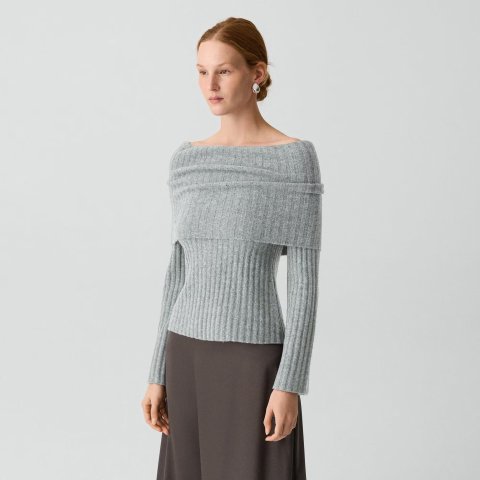 Theory Astor Wool Bell Sleeve Sweatshirt