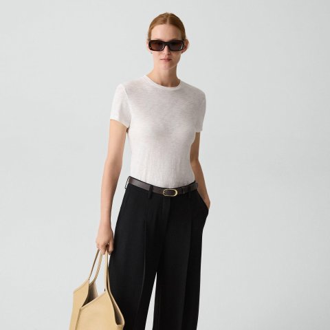 Theory Tiny Tee Organic Cotton White Fitted T-Shirt