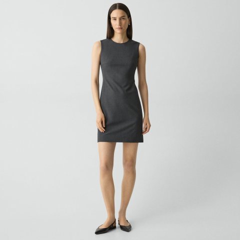 Theory Good Wool Grey Sleeveless Fitted Dress