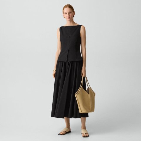 Theory Boatneck Midi Dress Relaxed Poplin