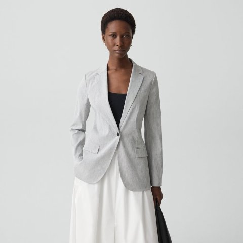 Theory Women's Black Linen Blazer Summer Lightweight
