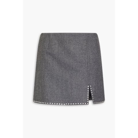 Sandro Wool Twill Mini Skirt with Crystals