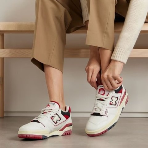 New Balance 550 Perforated Leather Suede Mesh Sneakers