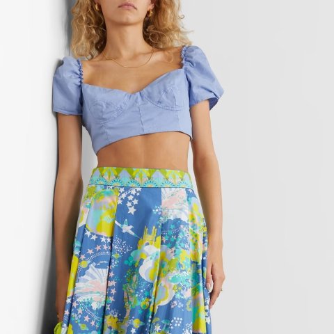 Kalitha Cropped Shirred Cotton Top