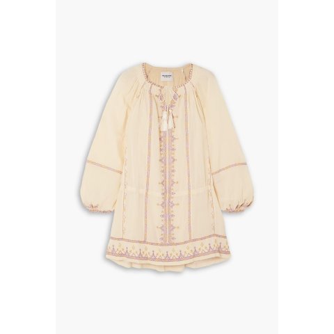 Parsley Embroidered Cotton-Gauze Dress
