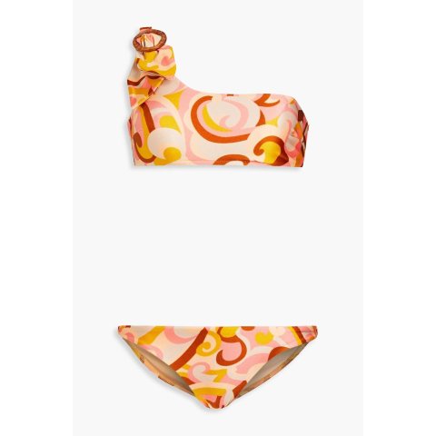 Zimmermann One-Shoulder Buckled Printed Bikini