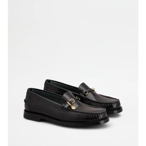 Tod's Tods XXW34L0JO10AKT36B999 Black Leather Loafers for Women