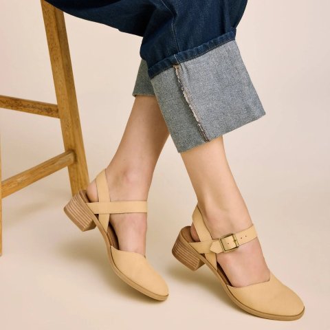 Toms TOMS Jaclyn Heel Light Caramel Nubuck Leather
