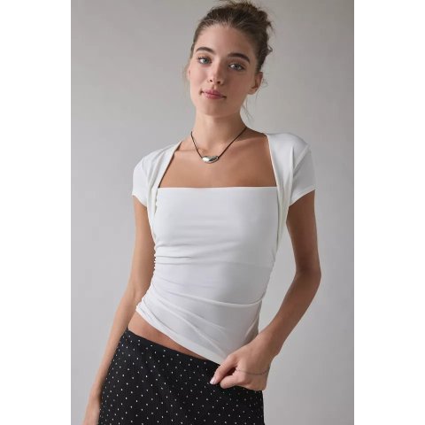 Claire Cropped Cap Sleeve Shrug Top