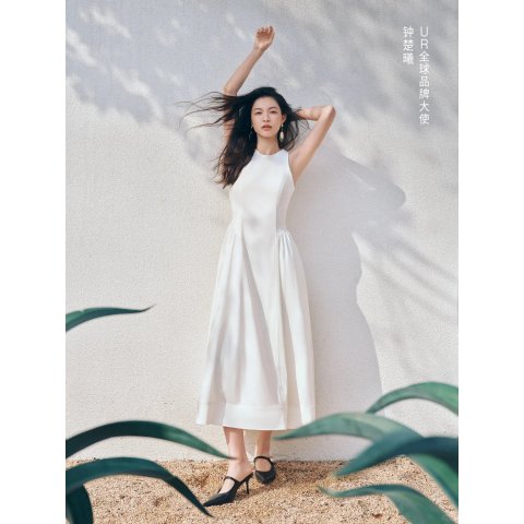 Linen Blend Sleeveless A-Line Midi Dress