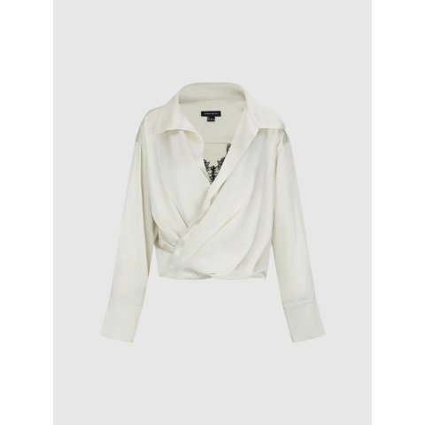 Polo Neck Lace Detail Shirt