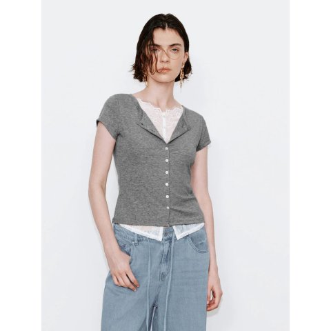 2 in 1 Laced Short Sleeve Shirt