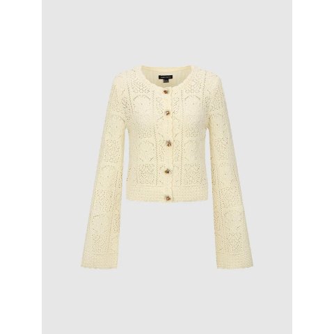 Crew Neck Open Knitted Cardigan