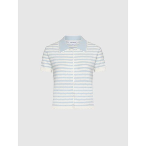 Contrast Striped Short Sleeve Knitted Cardigan