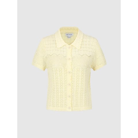 Polo Neck Short Sleeve Knitted Cardigan