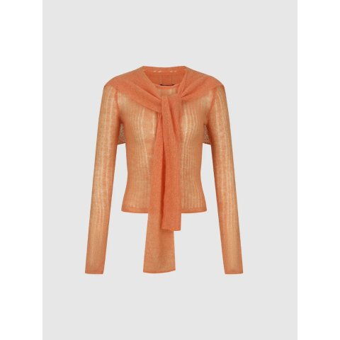 Long Sleeve Knit Shawl T-Shirt