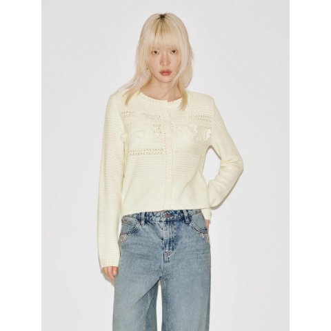 Floral Crochet Open Knit Cardigan